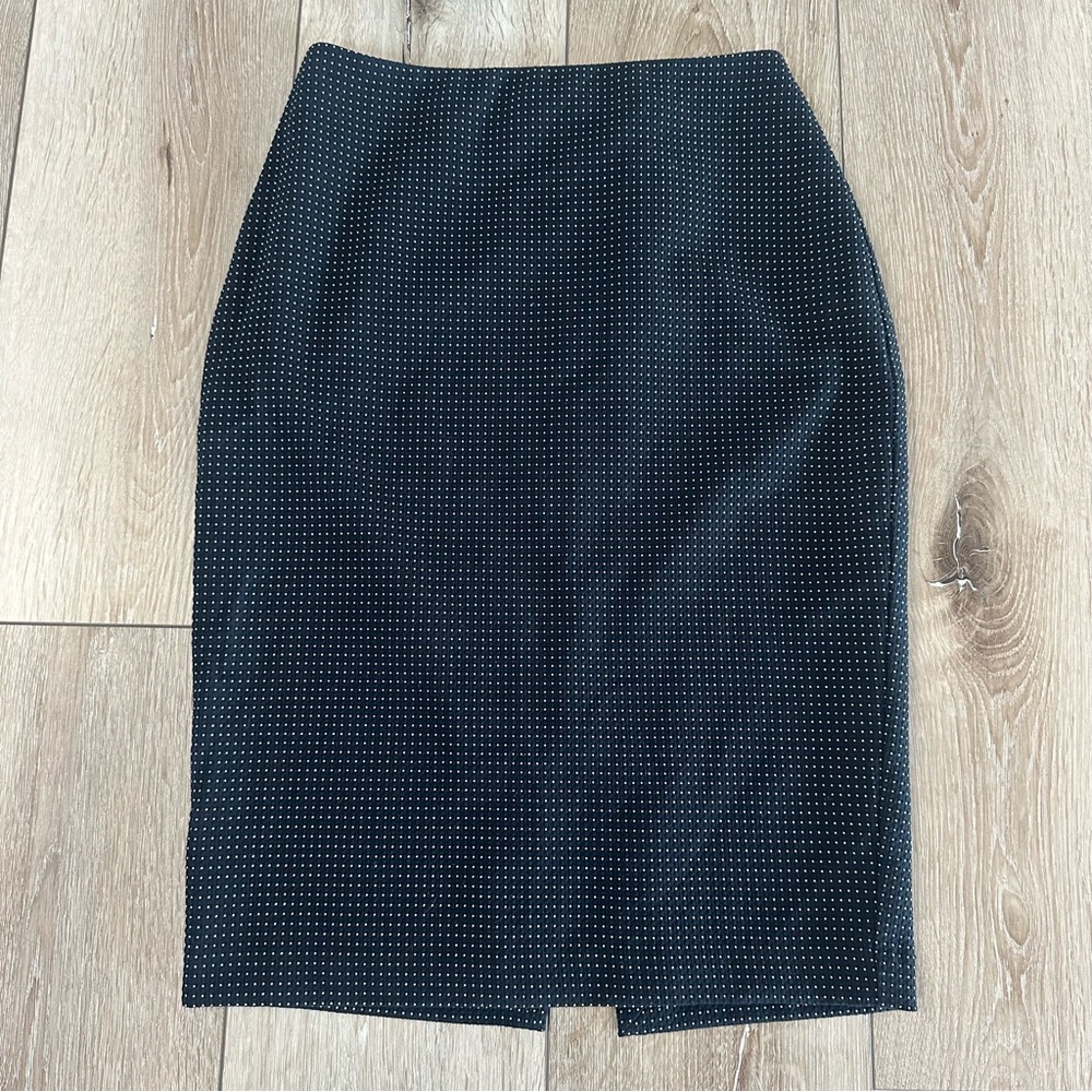 NWT White House Black Market Black Work Skirt White Dotted Pencil Skirt Fall 00